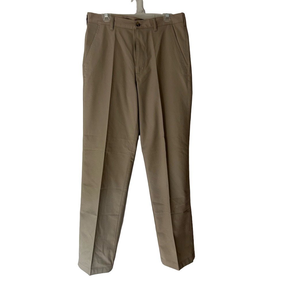 George Men's Tan Chinos with Flat Front Design Size 32x34